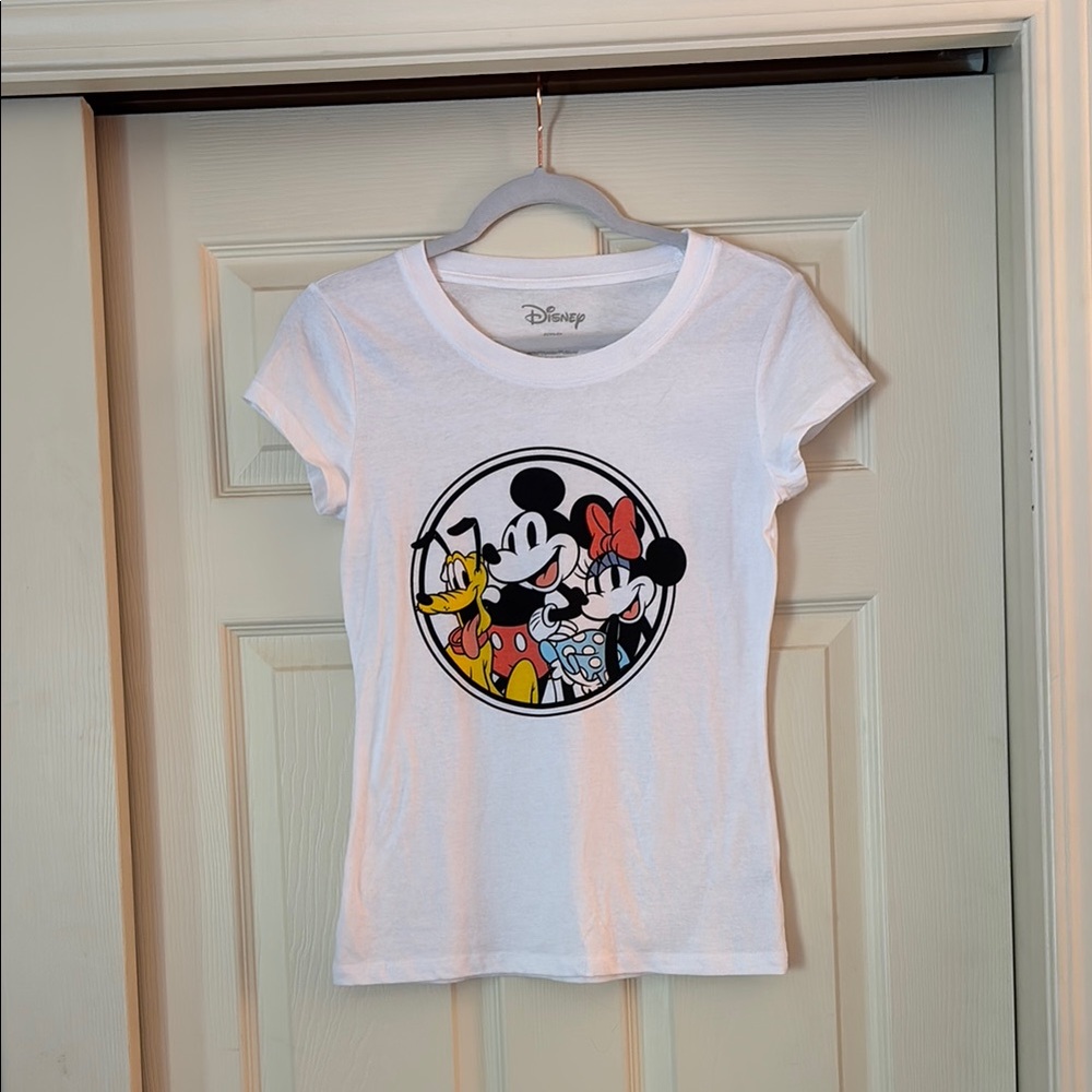 Disney White Short Sleeve Tee with Mickey Graphics